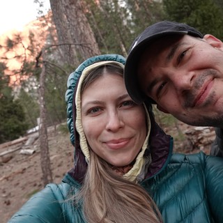 Camping Selfie at Sunset in Forest
