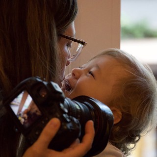 Joyful Mother and Child Moment During Christmas Season