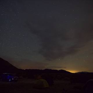 Starry Night Camping with Car and Tent