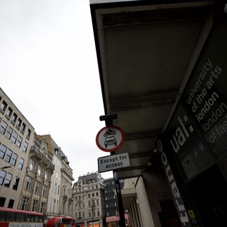 Urban London Street Corner Under Overcast Skies