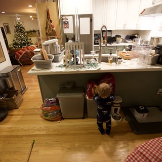 Toddler Exploring Kitchen on Christmas Morning 2025