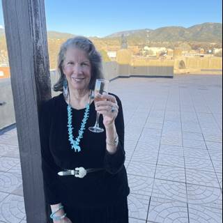 Patio Portrait: Rhoda B Enjoying Wine in Santa Fe