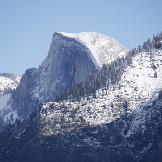 Half Dome's Snow-Capped Majesty in Winter