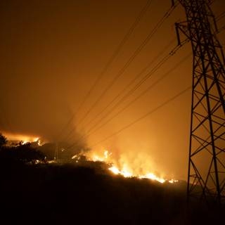 Blaze Threatening Power Lines and Towers