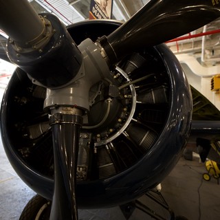 Radial Aircraft Engine Close-Up on USS Hornet