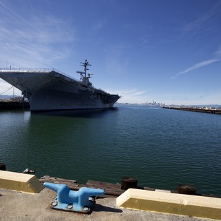 USS Hornet Aircraft Carrier Docked at Bay Harbor