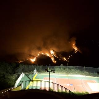 Tennis Court in Flames