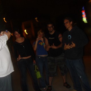 Friends Hanging Out at Night Outdoor Gathering 2004