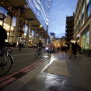 Evening Rush Hour on Modern London Street