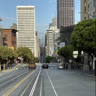 Trolley Car on a Busy San Francisco Street