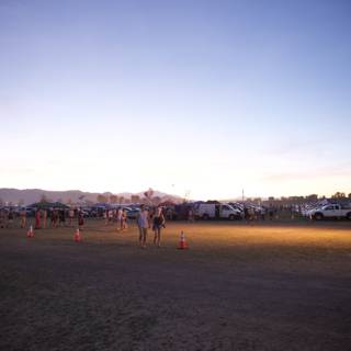 A Campground Gathering as the Sun Sets