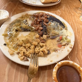 Well-Eaten New Mexican Combination Plate with Beans and Chile