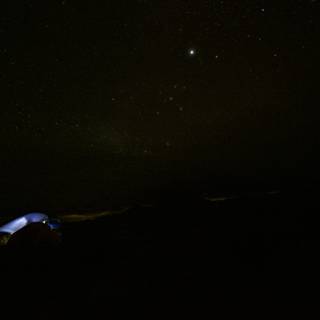 Night camping under a starry sky