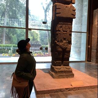 Standing with Symbolic Stone Statue