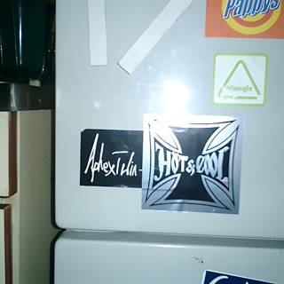 Sticker-Covered Fridge in Ebisu