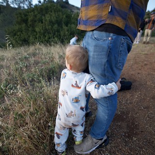 Tiny Explorer Clings to Dad at Mount Diablo