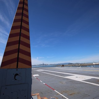 Striped Navigation Marker on USS Hornet Flight Deck