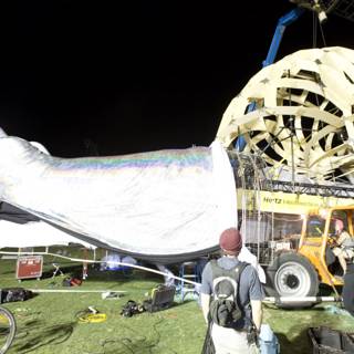 Giant Worm Lifted by Crane at Coachella