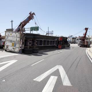 Overturned Truck Blocks Roadway