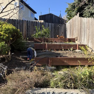 Garden Terracing Project on a Sunny Day