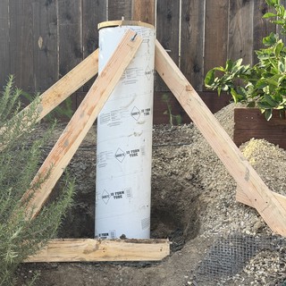 Concrete Form Tube Installation with Wooden Bracing System