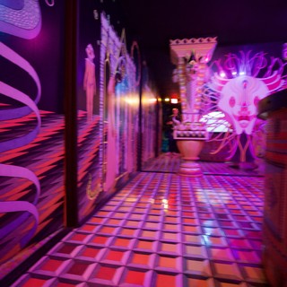 Vibrant Purple and Pink Illuminated Fantasy Corridor