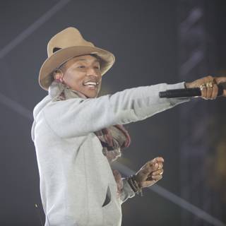 Pharrell Williams Rocks a Cowboy Hat at O2 Arena