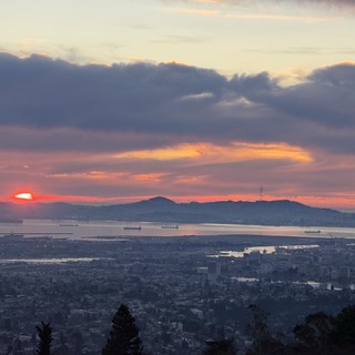Golden Sunset Over San Francisco Bay from Oakland Hills
