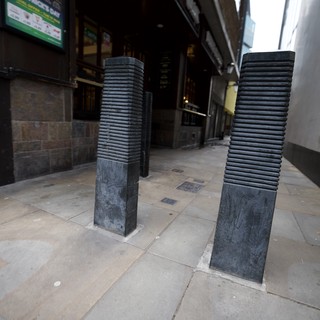 Modern Sculptural Bollards on London Street Entrance