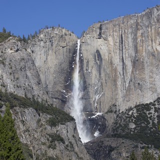 Yosemite Falls Cascading Down Granite Cliffs in Winter