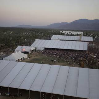 Aerial View of Coachella 2012 Tent and Mountains