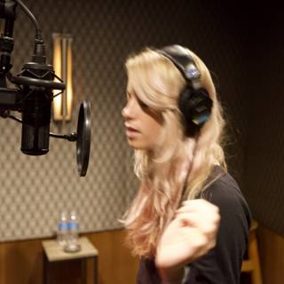 Pink-haired Songstress in the Studio