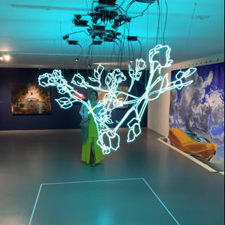 Neon Light Installation in Modern Art Gallery