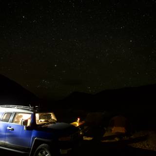 The Blue Jeep Under The Starry Sky