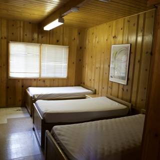 Three Beds in a Cozy Wooden Room