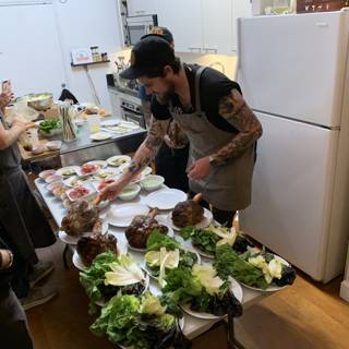 Tattooed Chef Prepares Delicious Meal in Kitchen