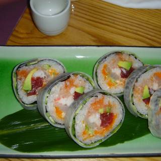 Sushi Lunch on a Green Plate
