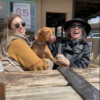 Two Women and a Pup Enjoying a Sunny New Mexico Day
