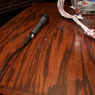 Hardwood Table and Microphone