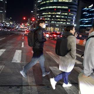 Nighttime Metropolis Crossing: A Stroll In Seoul