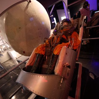 Vintage Space Capsule Display with Mannequin Astronaut
