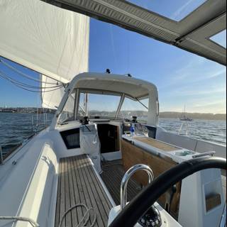 The Open Cockpit of a Majestic Sailboat on San Francisco Bay