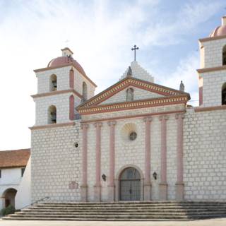Santa Barbara Mission - White Gothic Church with Bell Towers