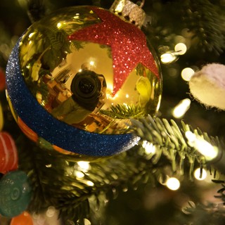 Reflective Christmas Ornament Capturing Holiday Magic