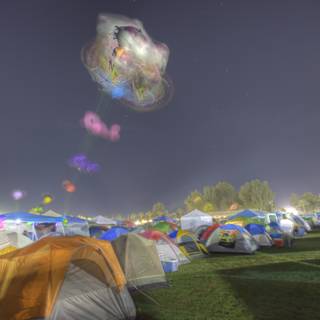 Colorful Camping under the Night Sky
