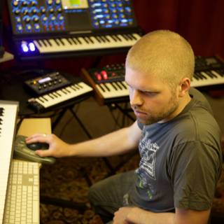 Morgan Page creating music in the recording studio