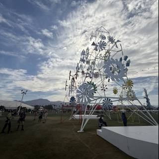 Whimsical Structures Under Cloudy Skies