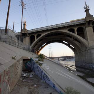 Colorful Graffiti on LA River Bridge