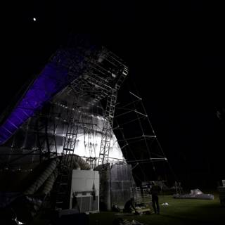 Blue Planetarium Building at Night