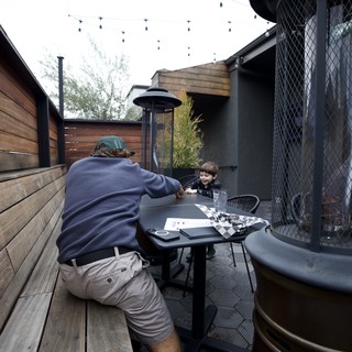 Family Dining on Modern Urban Patio